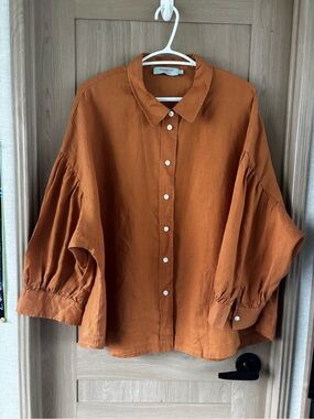 Mersea Voyageur Linen Top Blouse Size XL Lightweight Summer Quiet Luxury